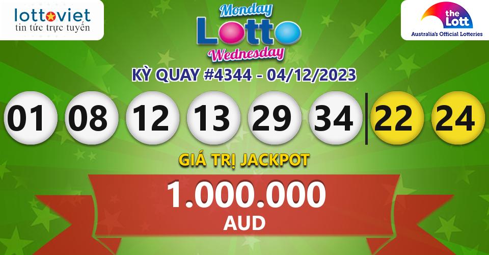 Cập nhật kết quả xổ số Úc Mon & Wed Lotto hôm nay ngày 04/12/2023