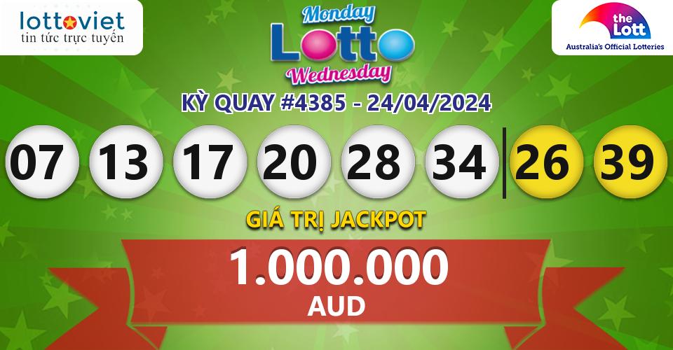 Cập nhật kết quả xổ số Úc Mon & Wed Lotto hôm nay ngày 24/04/2024