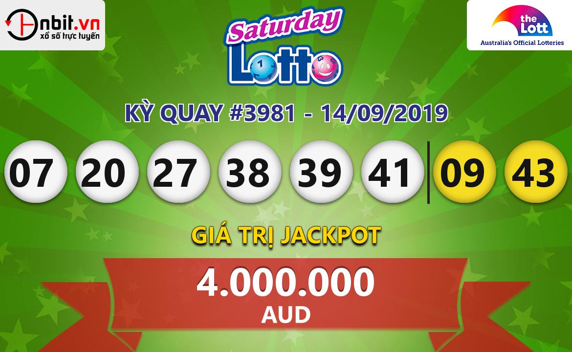 Cập nhật kết quả xổ số Saturday Lotto ngày 14/09/2019