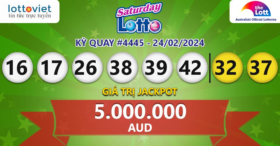 Cập nhật kết quả xổ số Úc Saturday Lotto hôm nay ngày 24/02/2024