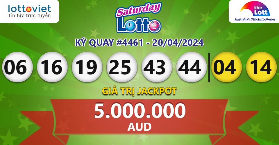 Cập nhật kết quả xổ số Úc Saturday Lotto hôm nay ngày 20/04/2024