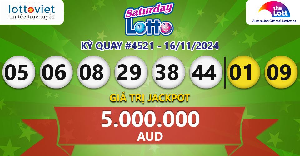 Cập nhật kết quả xổ số Úc Saturday Lotto hôm nay ngày 16/11/2024