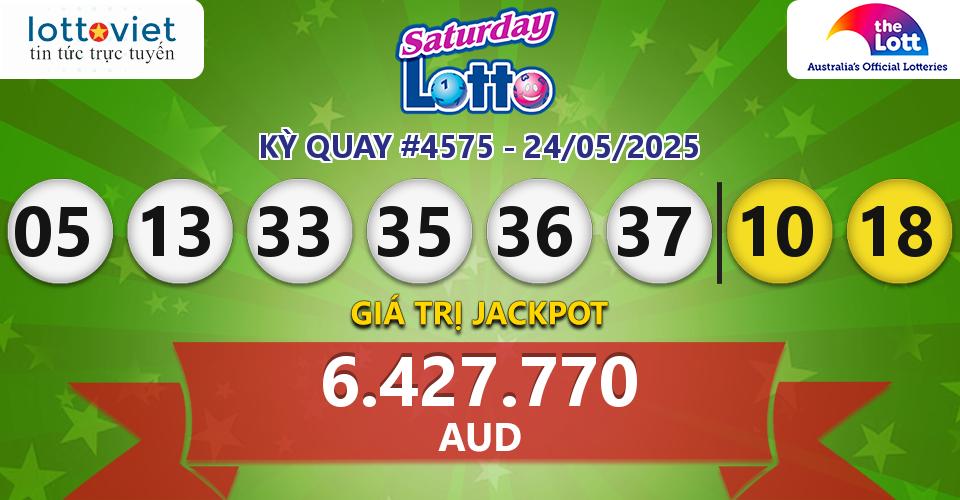 Cập nhật kết quả xổ số Úc Saturday Lotto hôm nay ngày 24/05/2025