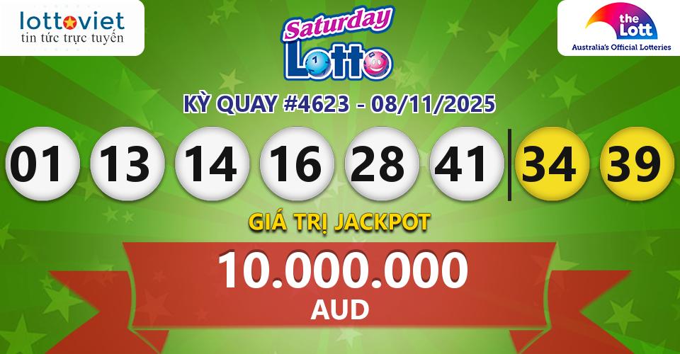 Cập nhật kết quả xổ số Úc Saturday Lotto hôm nay ngày 08/11/2025