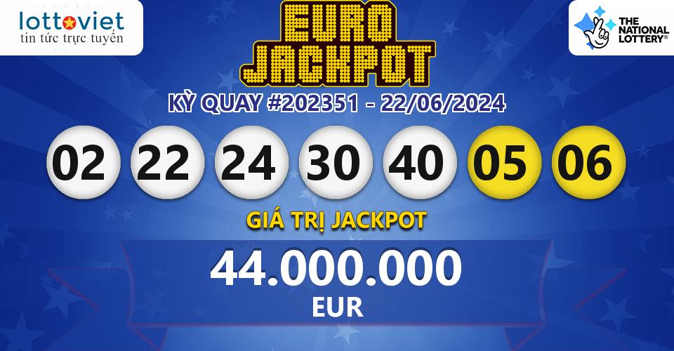 Cập nhật kết quả xổ số châu Âu EuroJackpot hôm nay ngày 22/06/2024