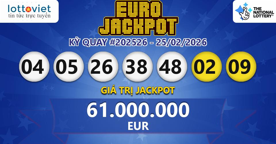 Cập nhật kết quả xổ số châu Âu EuroJackpot hôm nay ngày 25/02/2026