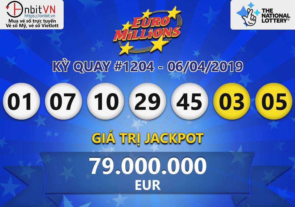 Cập nhật kết quả xổ số EuroMillions ngày 06/04/2019