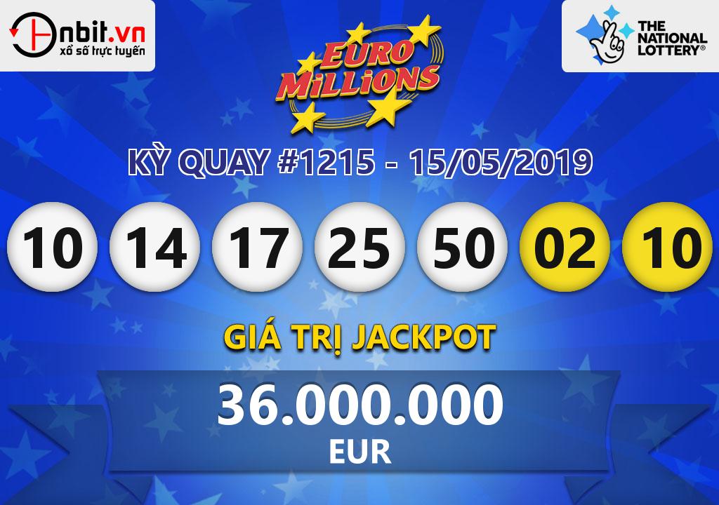 Cập nhật kết quả xổ số EuroMillions ngày 15/05/2019