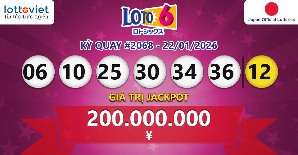 Cập nhật kết quả xổ số Japan Loto 6 hôm nay ngày 22/01/2026