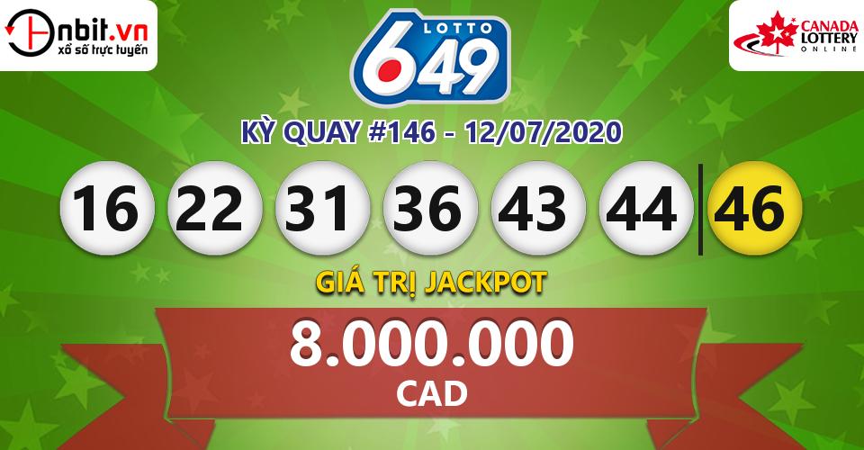 Cập nhật kết quả xổ số Canada Lotto 6/49 hôm nay ngày 12/07/2020