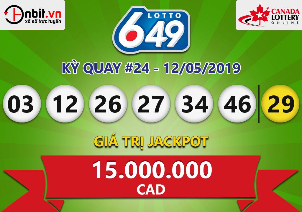 Cập nhật kết quả xổ số Canada-Lotto6/49 ngày 12/05/2019