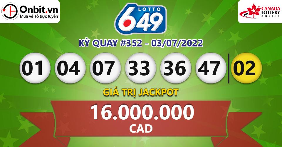 Cập nhật kết quả xổ số Canada Lotto 6/49 hôm nay ngày 03/07/2022