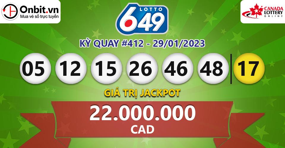 Cập nhật kết quả xổ số Canada Lotto 6/49 hôm nay ngày 29/01/2023
