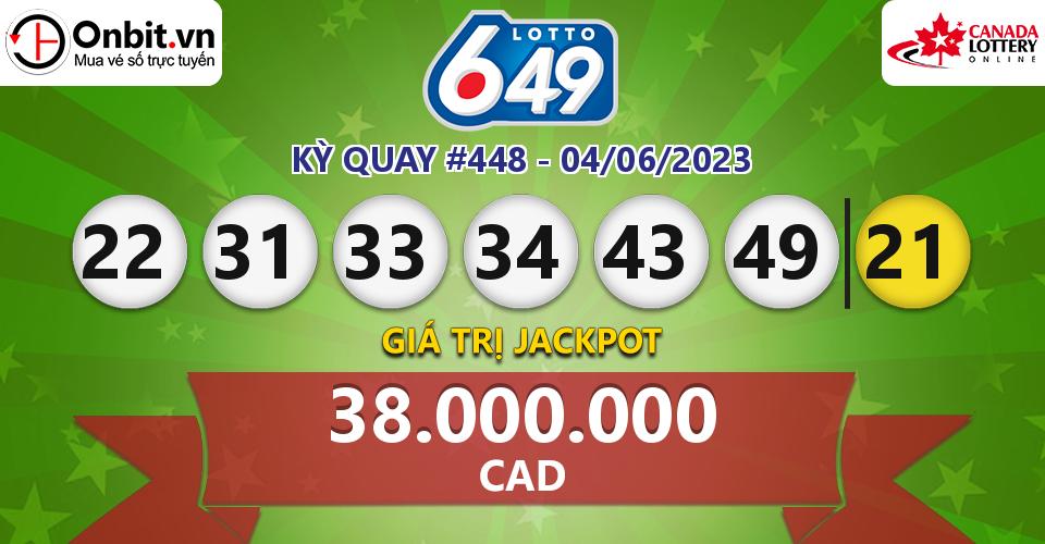 Cập nhật kết quả xổ số Canada Lotto 6/49 hôm nay ngày 04/06/2023