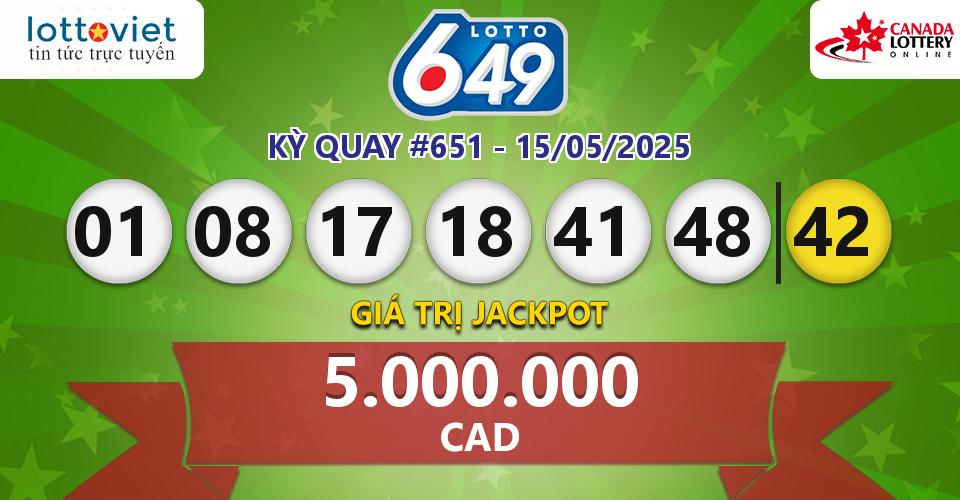 Cập nhật kết quả xổ số Canada Lotto 6/49 hôm nay ngày 15/05/2025