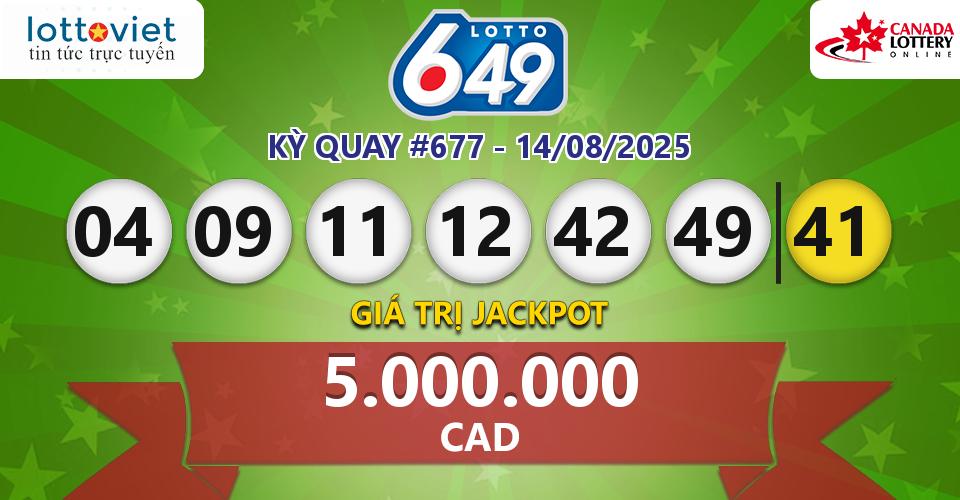 Cập nhật kết quả xổ số Canada Lotto 6/49 hôm nay ngày 14/08/2025