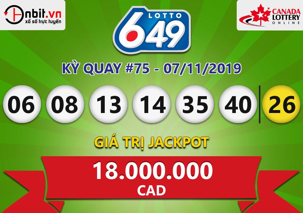 Cập nhật kết quả xổ số Canada Lotto 6/49 ngày 07/11/2019