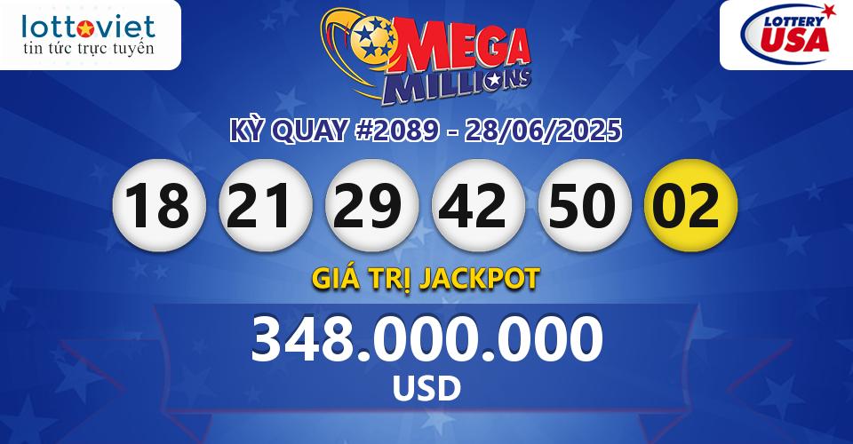 Cập nhật kết quả xổ số Mỹ U.S MegaMillions hôm nay ngày 28/06/2025