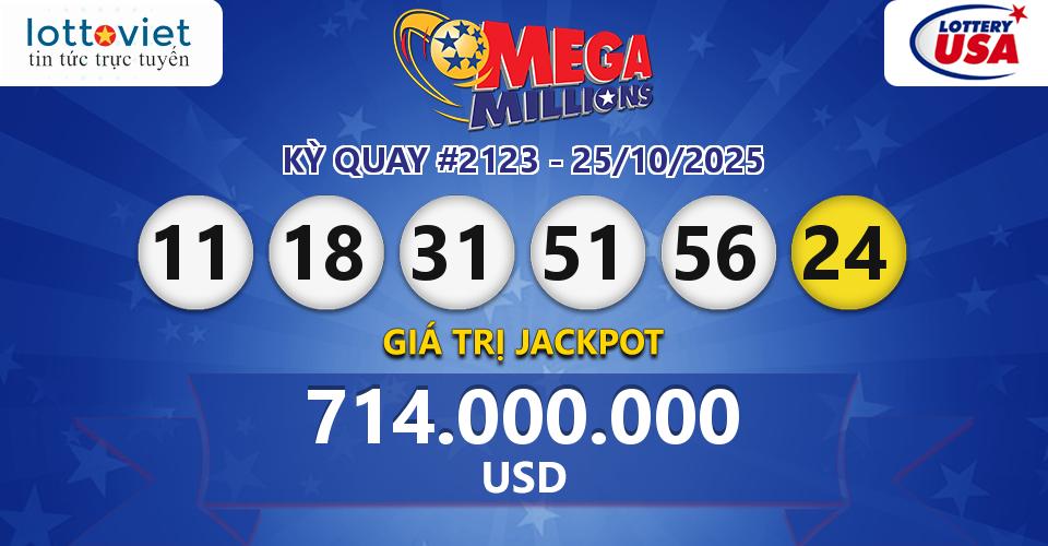Cập nhật kết quả xổ số Mỹ U.S MegaMillions hôm nay ngày 25/10/2025 Cập nhật kết quả xổ số Mỹ U.S MegaMillions hôm nay ngày 25/10/2025