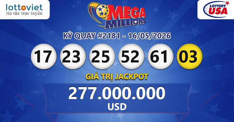 Cập nhật kết quả xổ số Mỹ U.S MegaMillions hôm nay ngày 16/05/2026