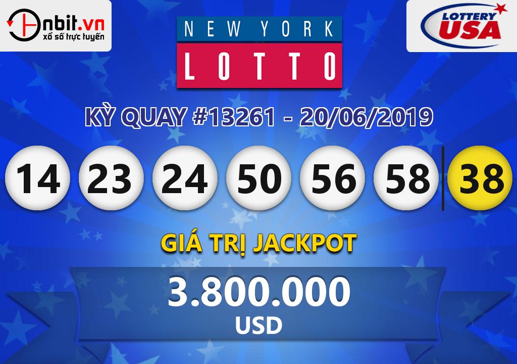 Cập nhật kết quả xổ số New York Lotto ngày 20/06/2019
