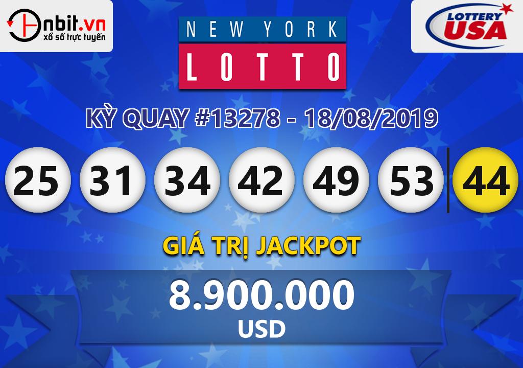 Cập nhật kết quả xổ số New York Lotto ngày 18/08/2019