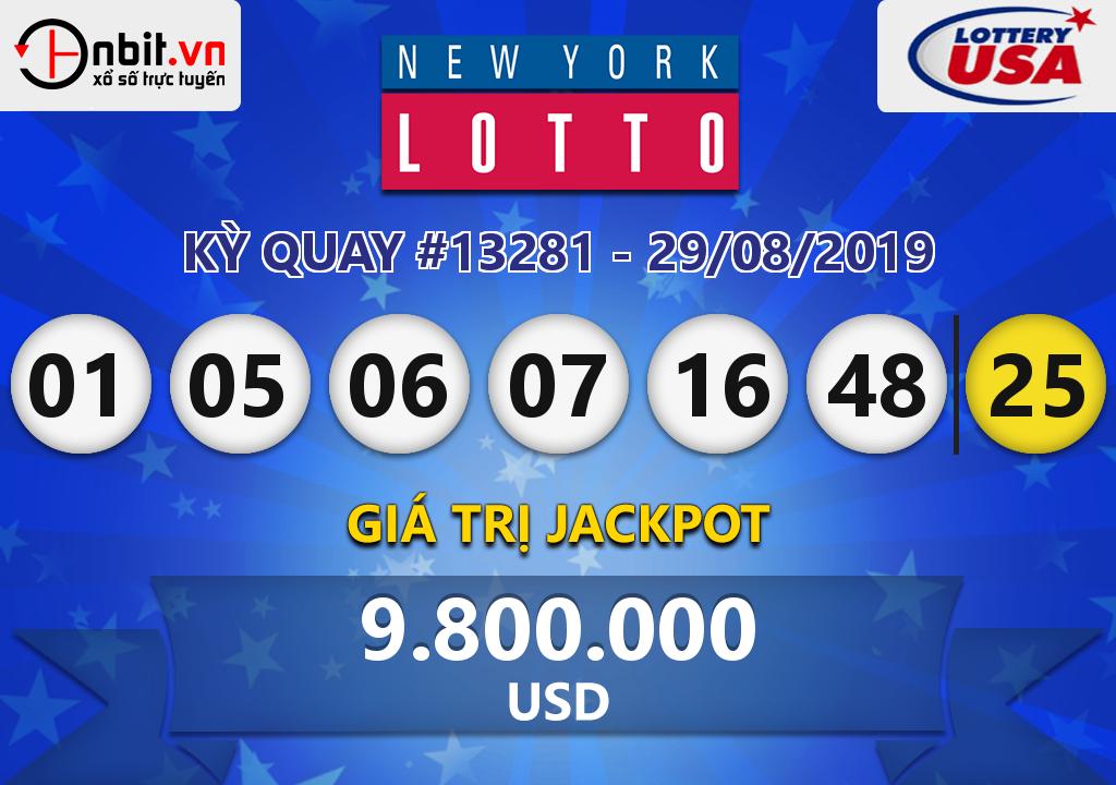 Cập nhật kết quả xổ số New York Lotto ngày 29/08/2019