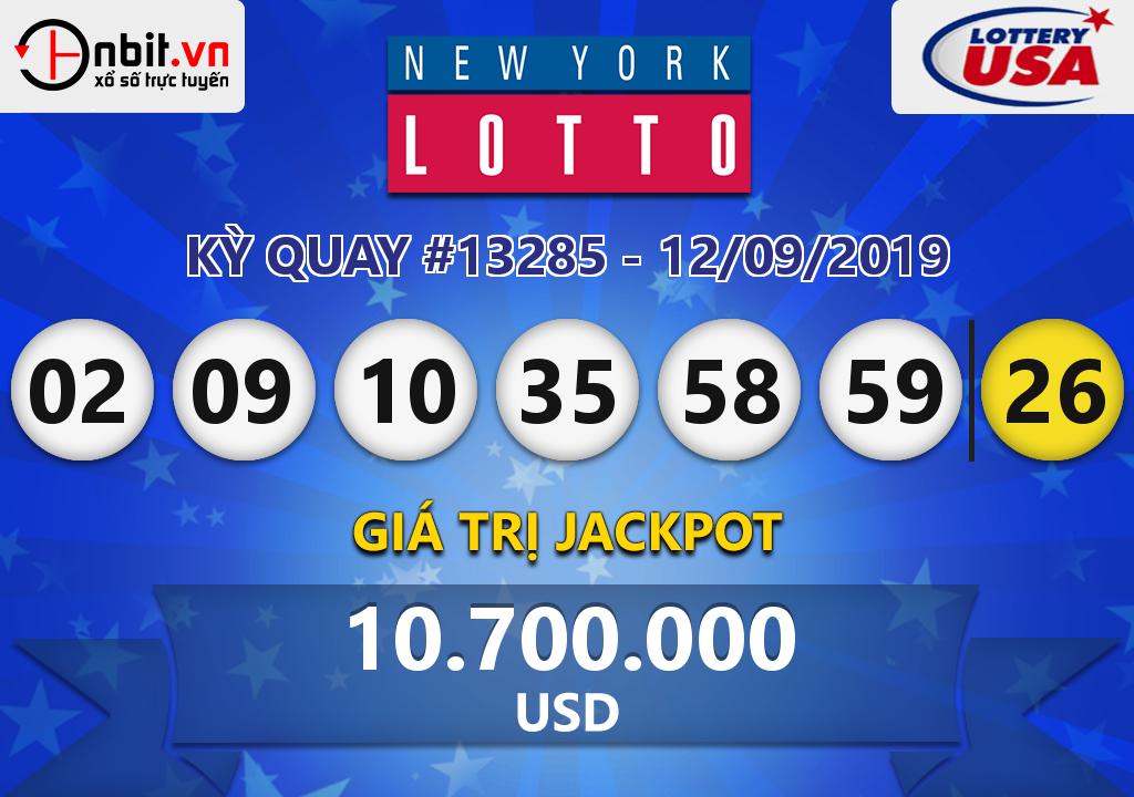Cập nhật kết quả xổ số New York Lotto ngày 12/09/2019