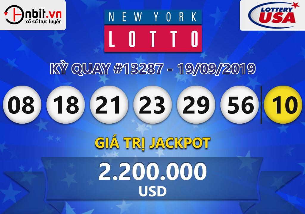 Cập nhật kết quả xổ số New York Lotto ngày 19/09/2019