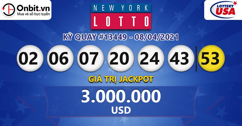 Cập nhật kết quả xổ số Mỹ New York Lotto hôm nay ngày 08/04/2021