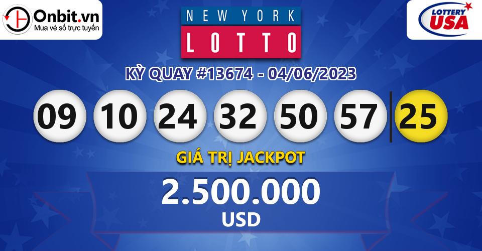 Cập nhật kết quả xổ số Mỹ New York Lotto hôm nay ngày 04/06/2023