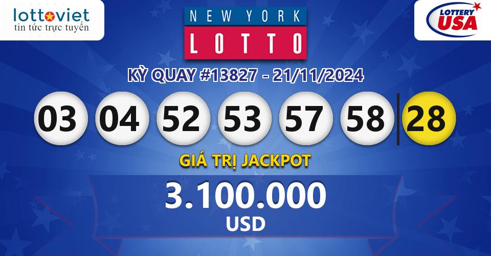 Cập nhật kết quả xổ số Mỹ New York Lotto hôm nay ngày 21/11/2024