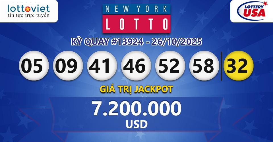 Cập nhật kết quả xổ số Mỹ New York Lotto hôm nay ngày 26/10/2025 Cập nhật kết quả xổ số Mỹ New York Lotto hôm nay ngày 26/10/2025