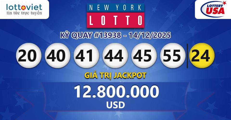 Cập nhật kết quả xổ số Mỹ New York Lotto hôm nay ngày 14/12/2025