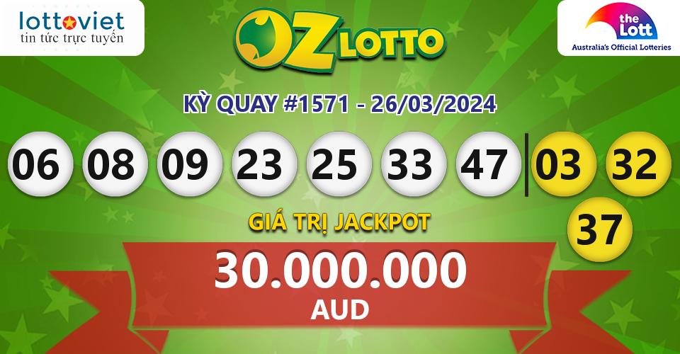 Cập nhật kết quả xổ số Úc Oz Lotto hôm nay ngày 26/03/2024