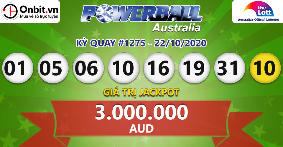 Cập nhật kết quả xổ số Úc Australia PowerBall hôm nay ngày 22/10/2020