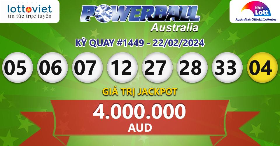 Cập nhật kết quả xổ số Úc Australia PowerBall hôm nay ngày 22/02/2024