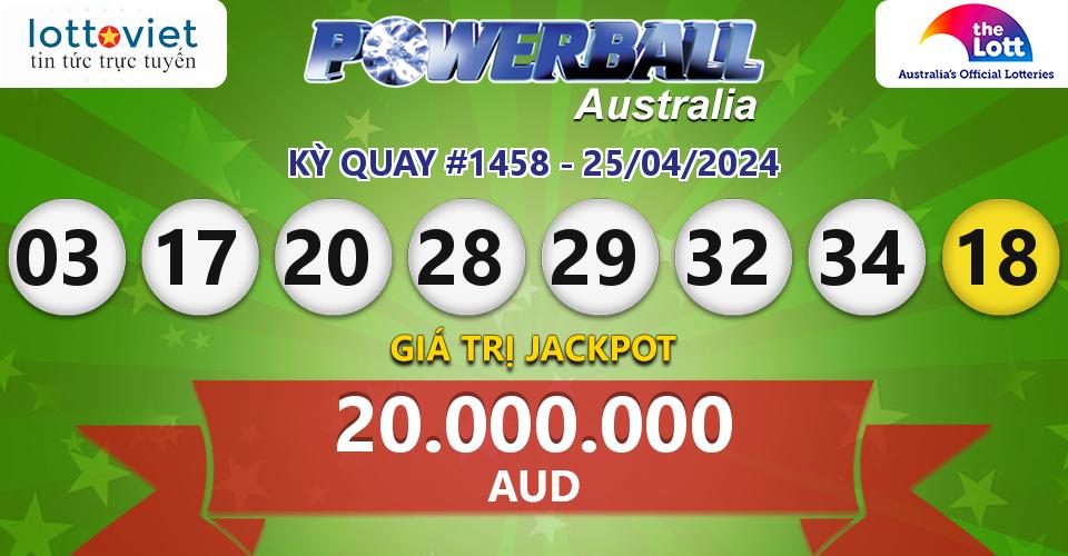 Cập nhật kết quả xổ số Úc Australia PowerBall hôm nay ngày 25/04/2024