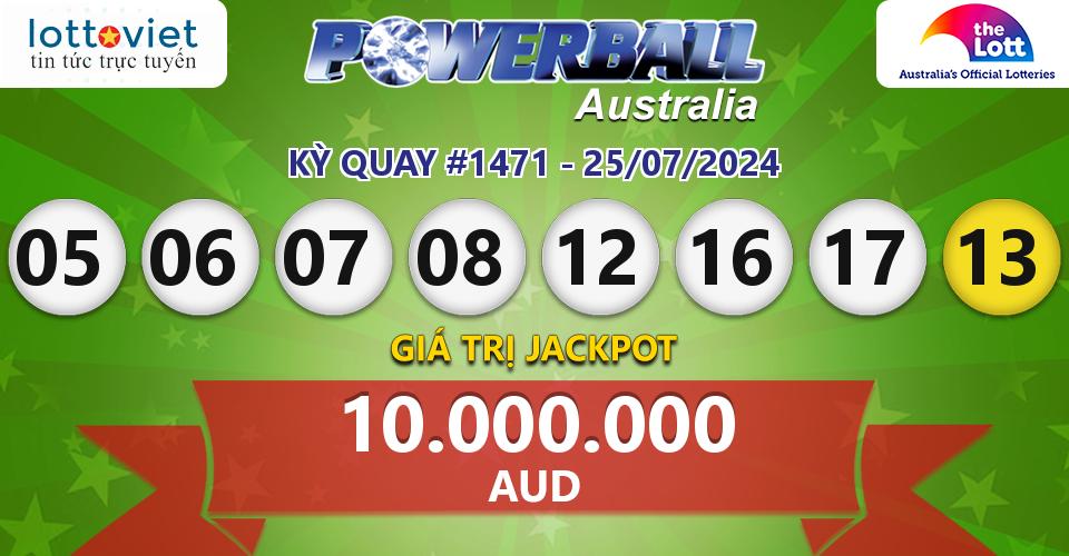 Cập nhật kết quả xổ số Úc Australia PowerBall hôm nay ngày 25/07/2024