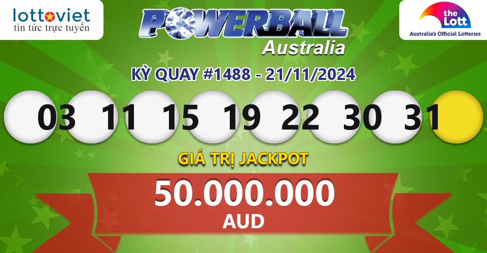 Cập nhật kết quả xổ số Úc Australia PowerBall hôm nay ngày 21/11/2024