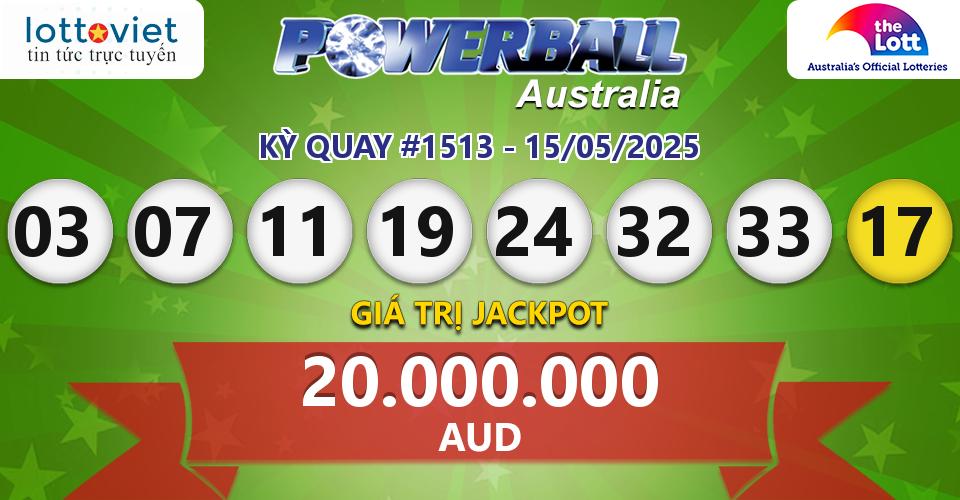 Cập nhật kết quả xổ số Úc Australia PowerBall hôm nay ngày 15/05/2025