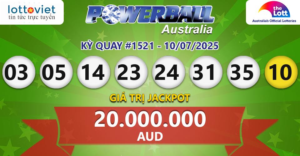 Cập nhật kết quả xổ số Úc Australia PowerBall hôm nay ngày 10/07/2025