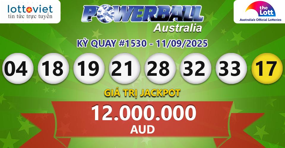Cập nhật kết quả xổ số Úc Australia PowerBall hôm nay ngày 11/09/2025
