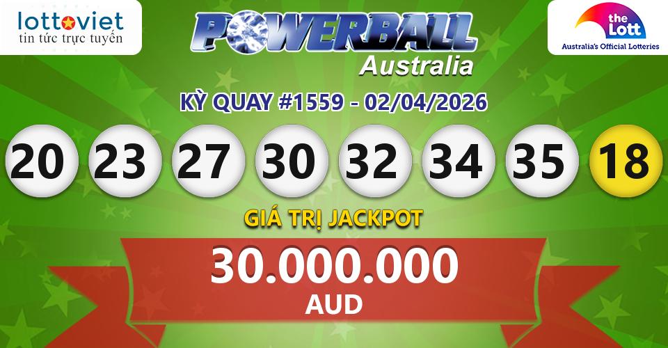 Cập nhật kết quả xổ số Úc Australia PowerBall hôm nay ngày 02/04/2026