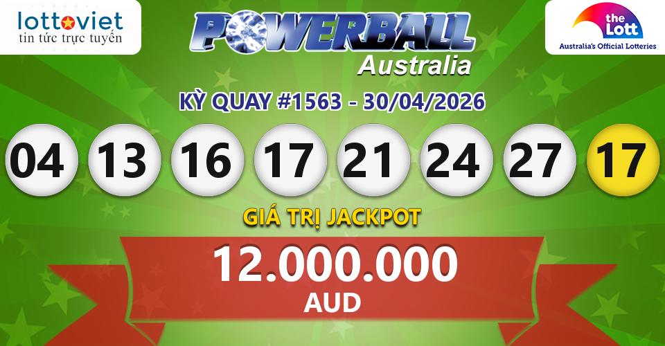 Cập nhật kết quả xổ số Úc Australia PowerBall hôm nay ngày 30/04/2026