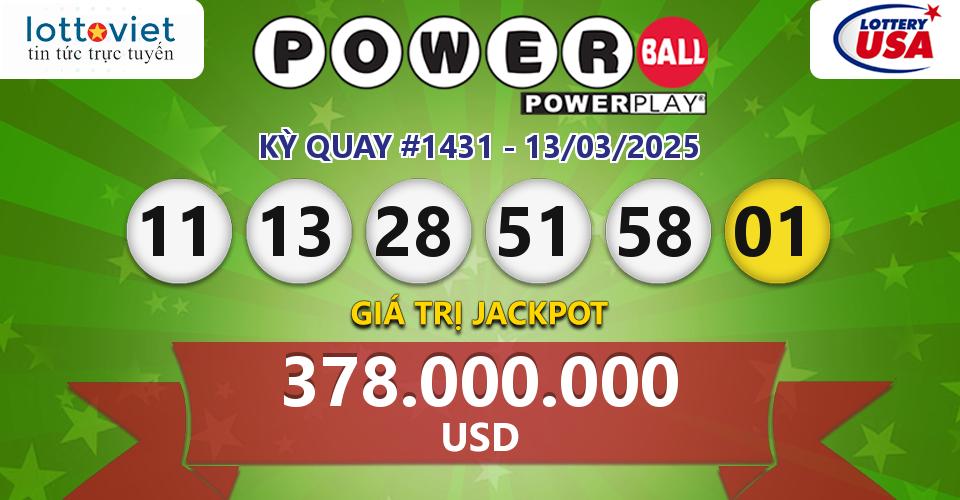 Cập nhật kết quả xổ số Mỹ U.S PowerBall hôm nay ngày 13/03/2025