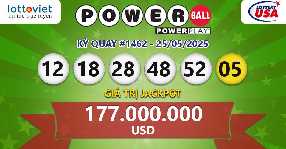 Cập nhật kết quả xổ số Mỹ U.S PowerBall hôm nay ngày 25/05/2025
