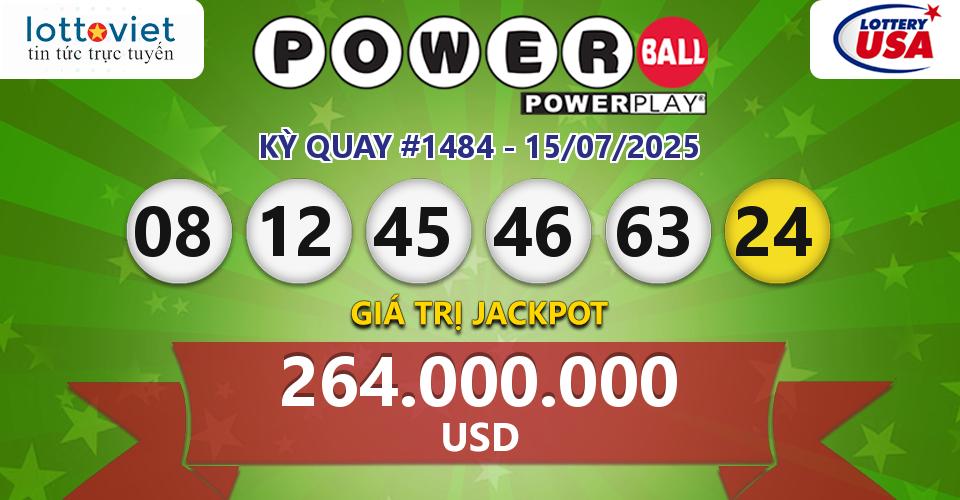 Cập nhật kết quả xổ số Mỹ U.S PowerBall hôm nay ngày 15/07/2025