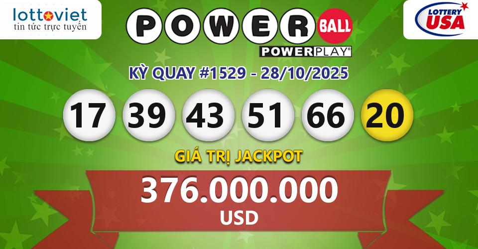 Cập nhật kết quả xổ số Mỹ U.S PowerBall hôm nay ngày 28/10/2025