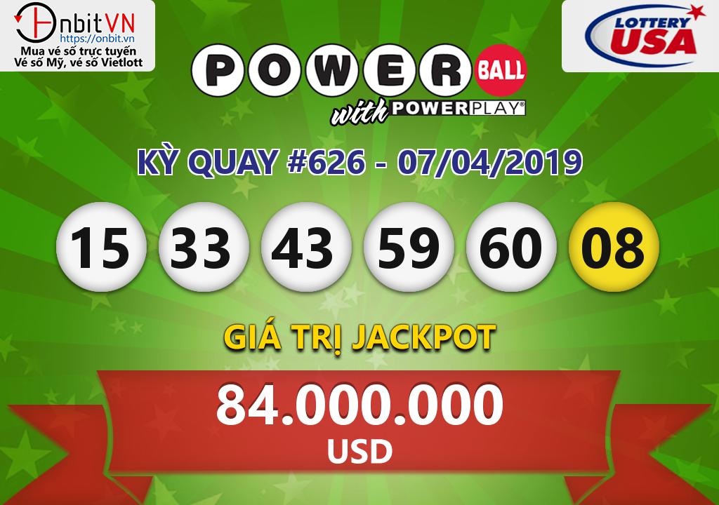 Cập nhật kết quả xổ số Mỹ PowerBall ngày 07/04/2019